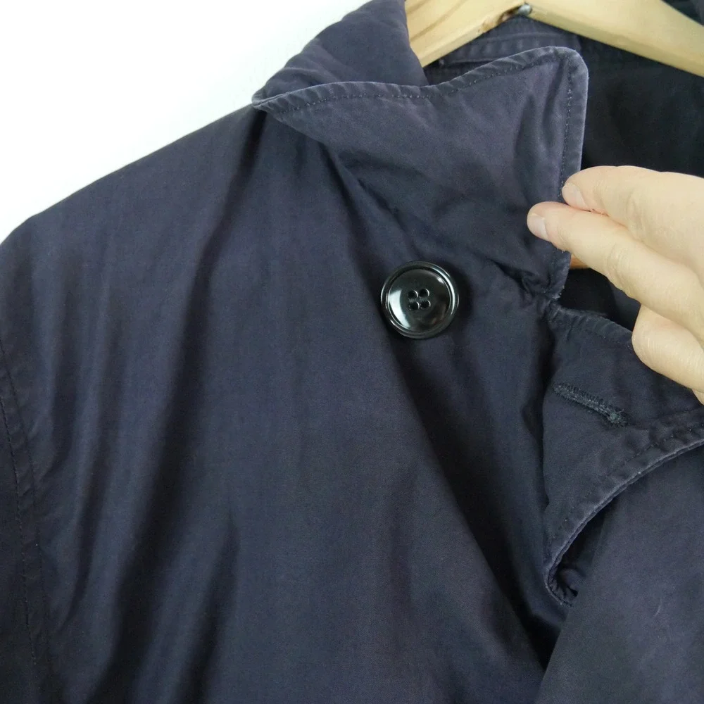 Vintage 60s U.S. NAVY Poplin Raincoat Trench Coat XL Military Blue Belted